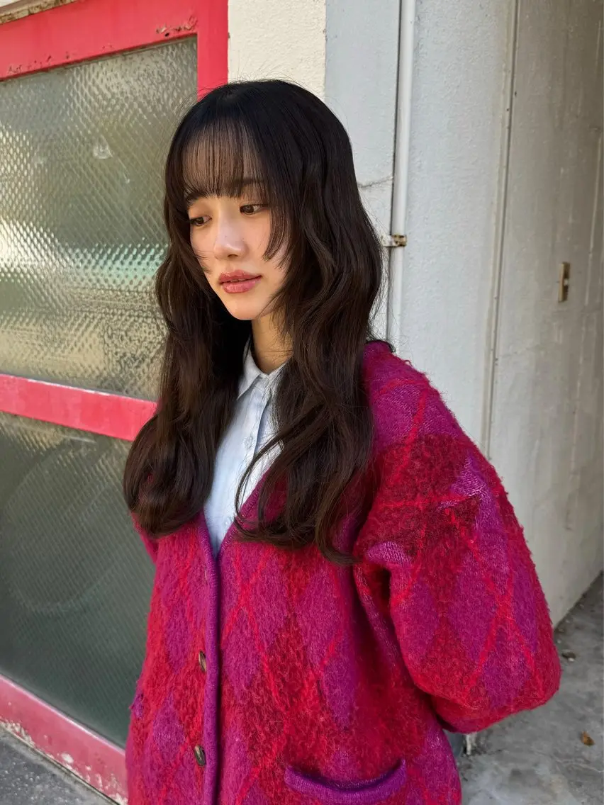 セミロング カラー ブラウンカラー オリーブブラウン もりしま あやかのヘアスタイル