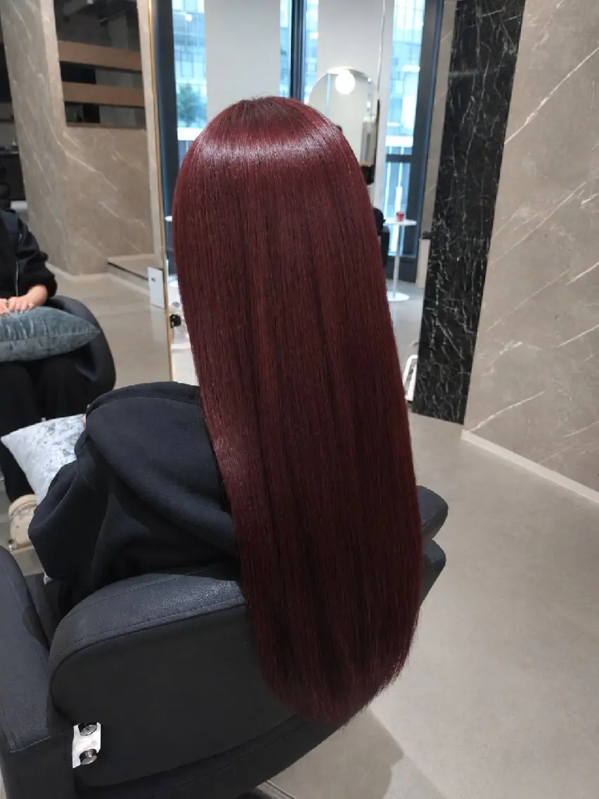 ロング カラー ボルドーカラー ヘアカラー akane🐈‍⬛/ 髪質改善🫧韓国ヘアのヘアスタイル