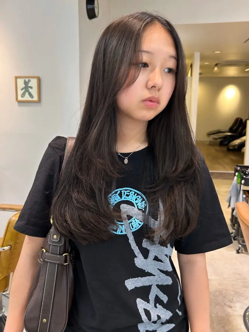 ロング カラー カット ヘアカラー トリートメント 透明感カラー レイヤーカット りなのヘアスタイル