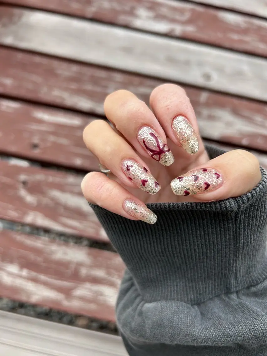 ネイル ボルドー ゴールド ラメ(グリッター) nailsalon kiii'sのネイルデザイン