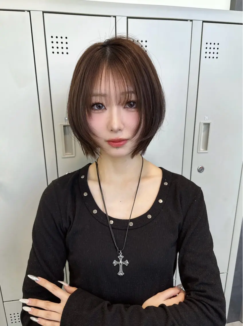 ショート カラー ヘアアレンジ ヘアカラー トリートメント ヘアセット 韓国ヘア🖤/透明感 shihoのヘアスタイル