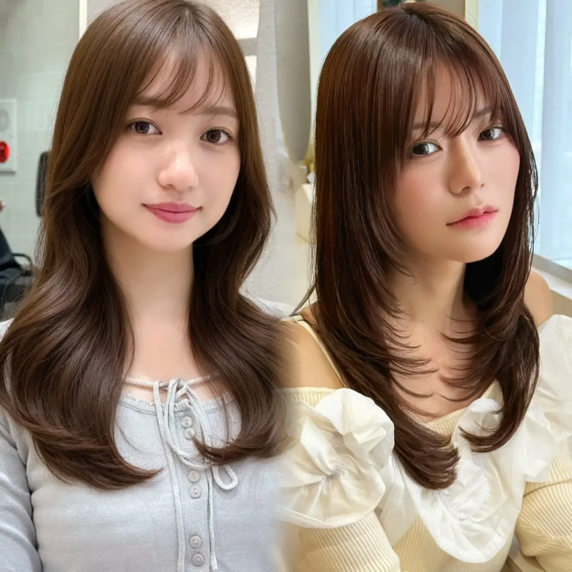 セミロング カラー 透明感カラー 韓国風ヘア レイヤーカット ヘアカラー 韓国ヘア🇰🇷/縮 毛矯正🫧/木村和生のヘアスタイル