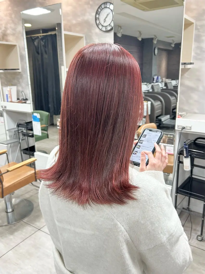 ミディアム カット ヘアカラー レイヤー/艶髪カラー 森本くるみのヘアスタイル