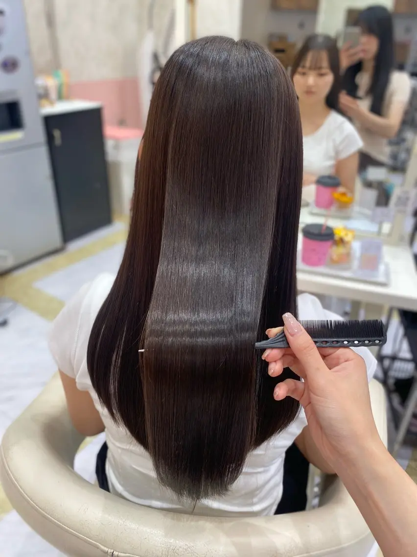 ロング 縮毛矯正 トリートメント 縮毛矯正/ 透明カラー/hanaのヘアスタイル