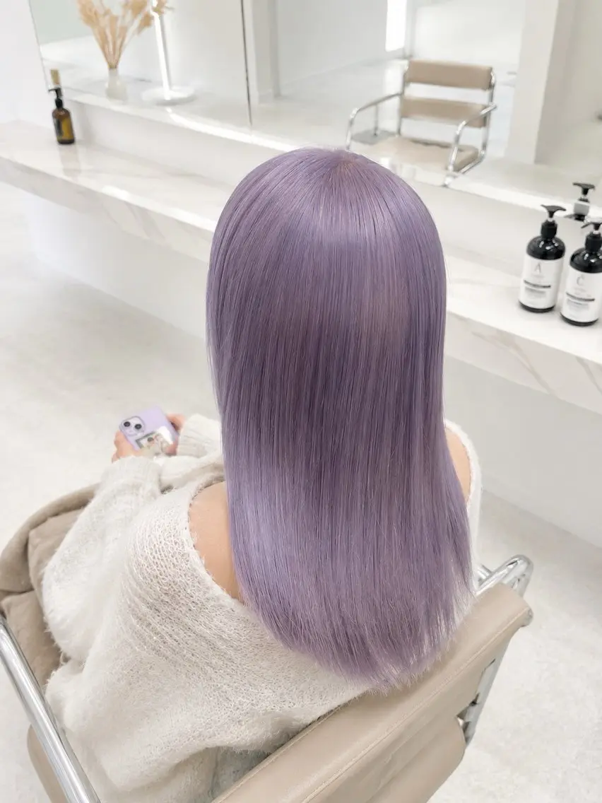 セミロング カラー ブリーチ ブルーカラー ブルーラベンダー ラベンダーカラー カット ヘアカラー 増子 祐太朗のヘアスタイル