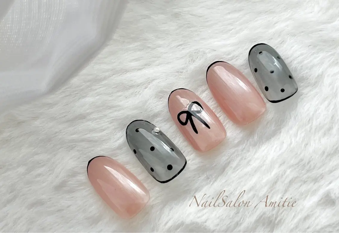 ネイル リボン NailSalon Amitieのネイルデザイン