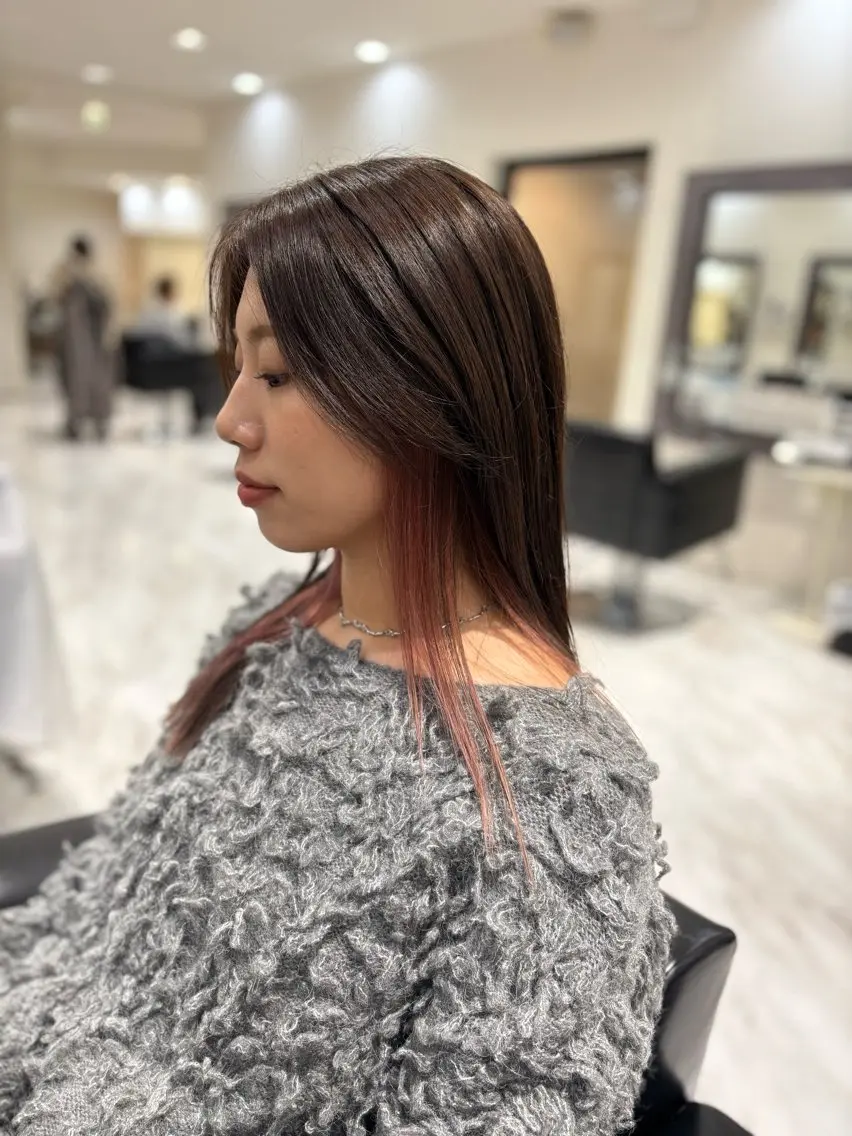 セミロング カラー ブリーチ インナーカラー ピンクカラー ココロ🎀/ ショートカット募集中のヘアスタイル