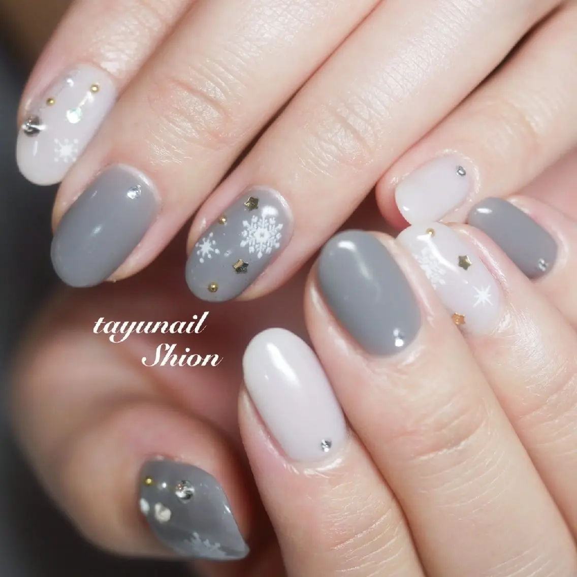 ネイル ジェルネイル パラジェル 冬ネイル ネイルサロン 【たゆnail】のネイルデザイン