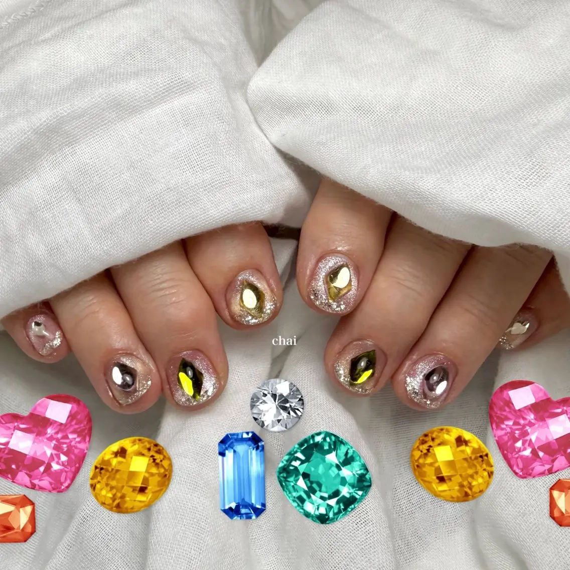 ネイル マグネットネイル ショートネイル ハンドネイル chai nail +  eye📍鶴橋のネイルデザイン
