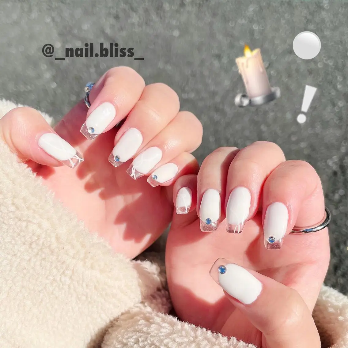 ネイル クリアネイル フレンチネイル 氷ネイル・うるうるネイル NAIL BLISSのネイルデザイン