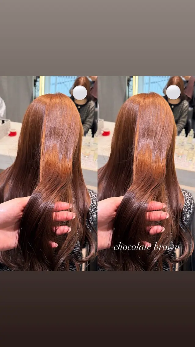 ロング カラー ブラウンカラー チョコレートブラウン ヘアカラー 暖色カラー/ ストレート/くるみのヘアスタイル