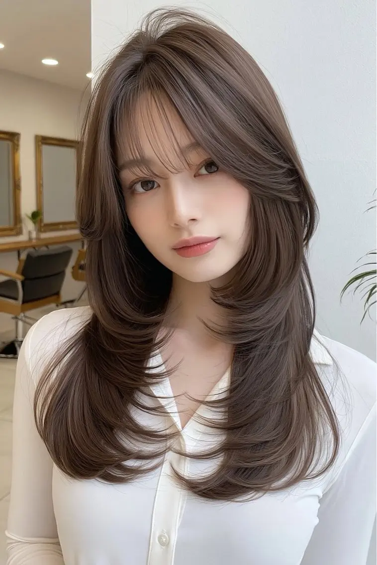 ロング バタフライレイヤー/ ニシトモユキのヘアスタイル