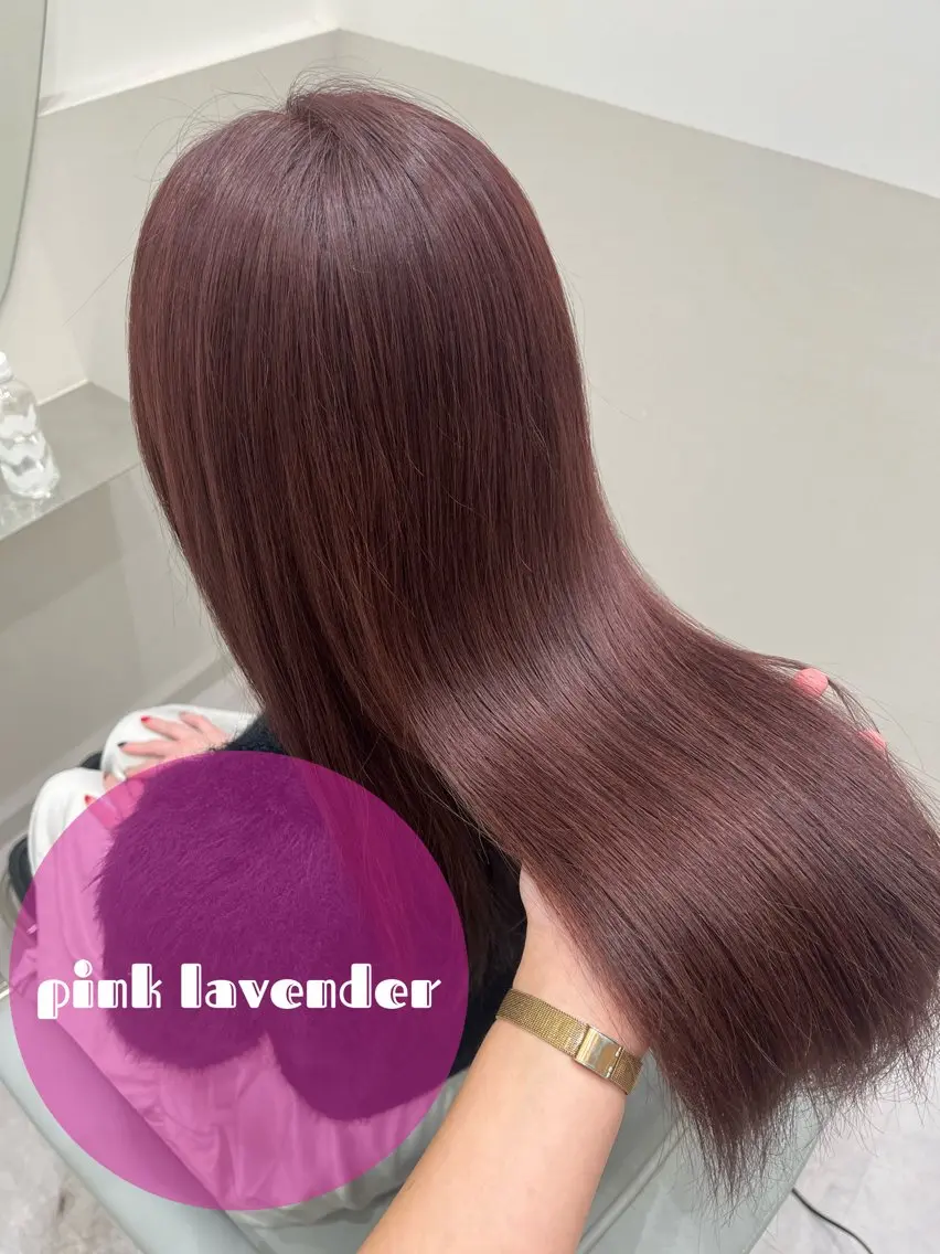 セミロング カラー ヘアアレンジ ブリーチ ラベンダーカラー ピンクカラー ピンクラベンダー カット ヘアカラー トリートメント 暖色韓国ヘア🤍 保科侑花のヘアスタイル