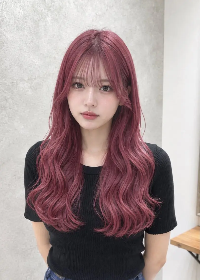 ロング カラー ブラウンカラー ピンクカラー ピンクブラウン ヘアカラー トリートメント 【enil代表】 杉林和哉のヘアスタイル