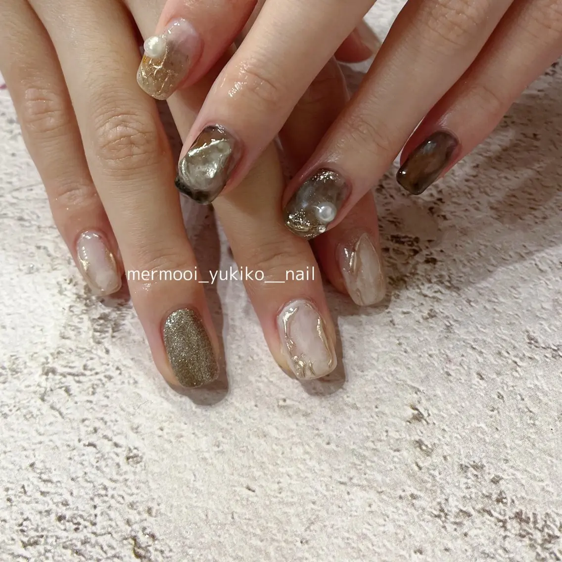 ネイル アートネイル クリアネイル ジェルネイル 韓国ネイル ミラーネイル mermooi nailのネイルデザイン