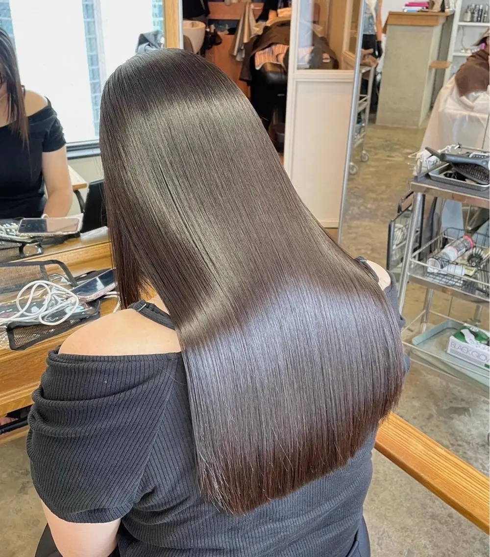 セミロング 髪質改善 縮毛矯正 カットモデル୨୧大阪 梅田タカシマリナ♡のヘアスタイル