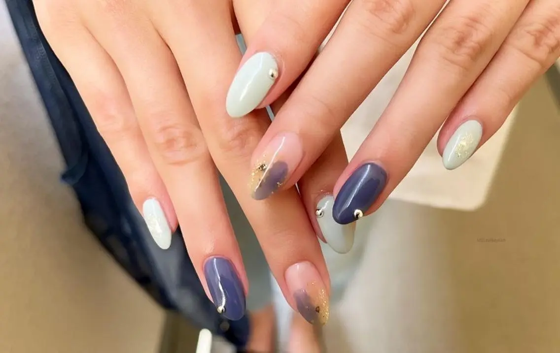ネイル ブルー nail salon monailのネイルデザイン