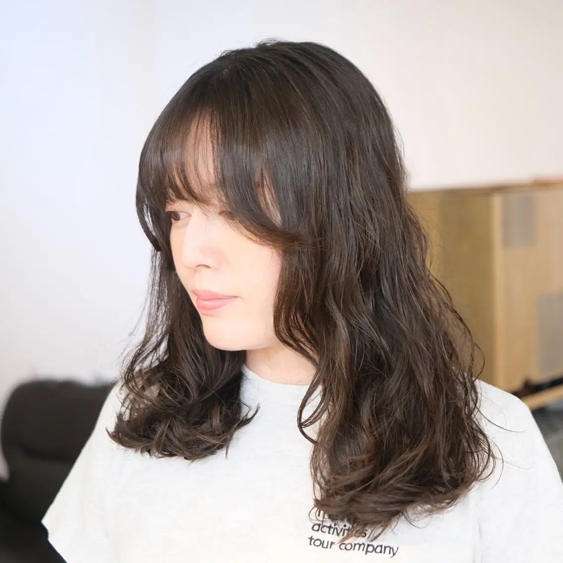 ミディアム パーマ ミディアムパーマ デジタルパーマ カット パーマ 韓国コテ巻き風パーマ /マオのヘアスタイル