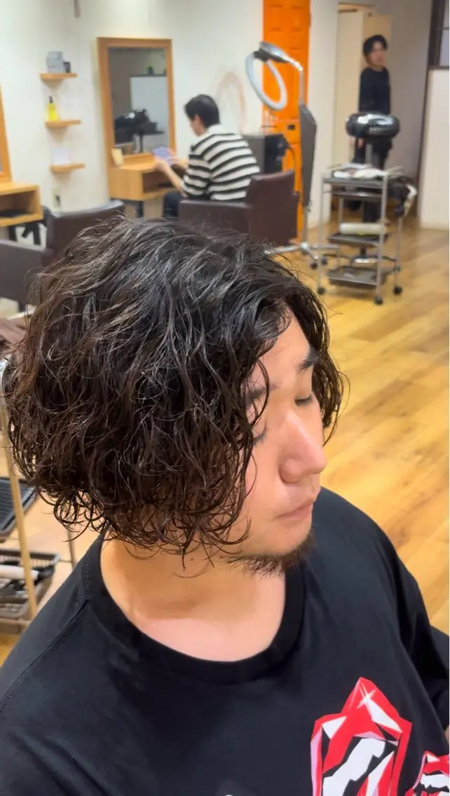 ミディアム パーマ メンズ ミディアムパーマ メンズパーマ ボブ 🌈メンズ特化 大滝　宜史🌈のヘアスタイル