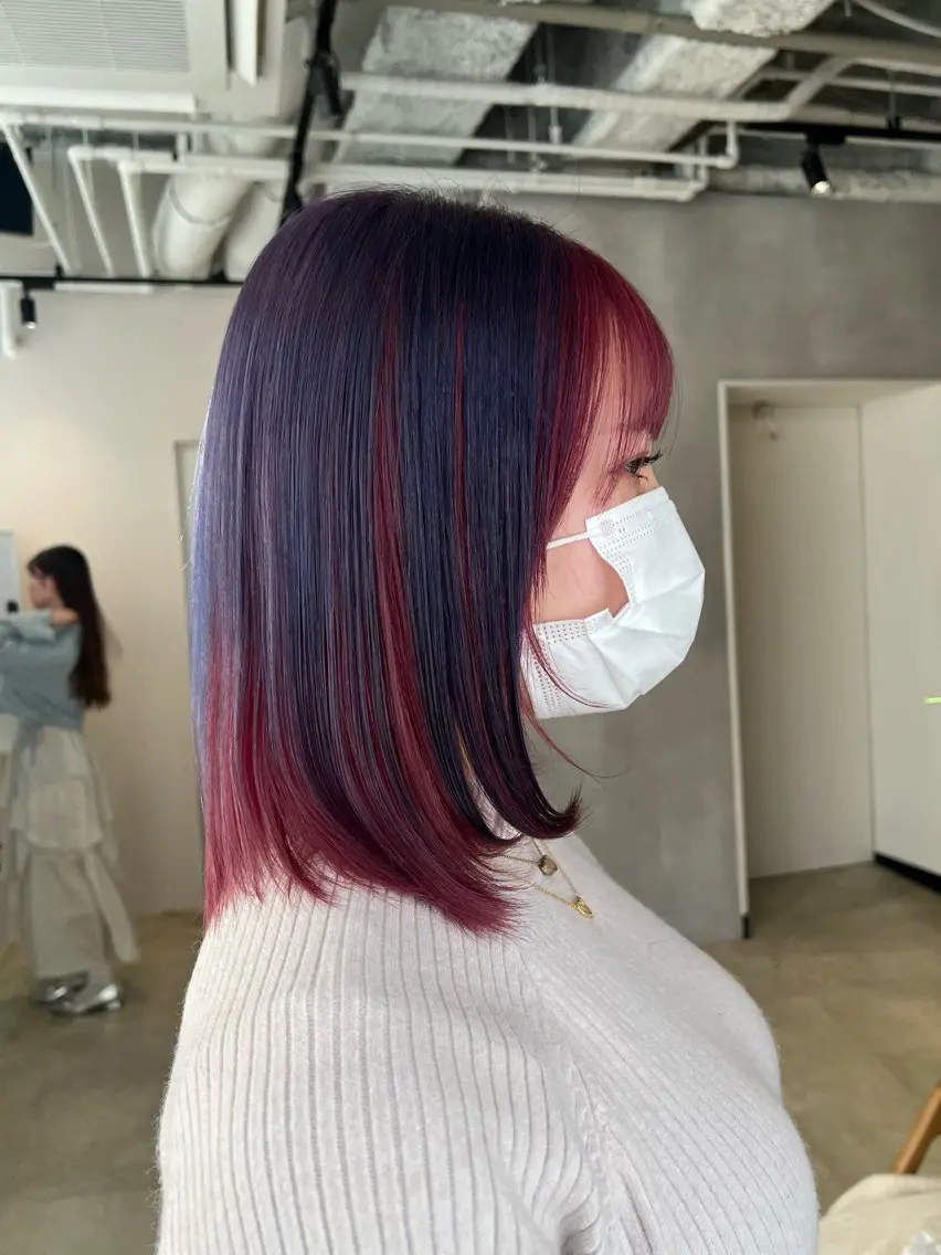 ミディアム パープルカラー ヘアカラー トリートメント 渋谷ハイトーン/ デザインカラー阿部のヘアスタイル