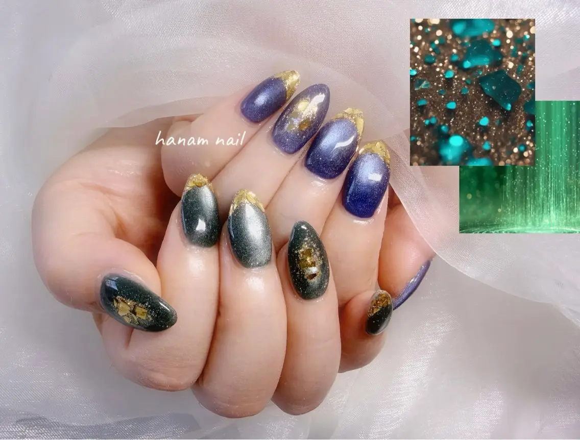 ネイル ハンドネイル hanam nail 🌿🩵ハナムネイルのネイルデザイン