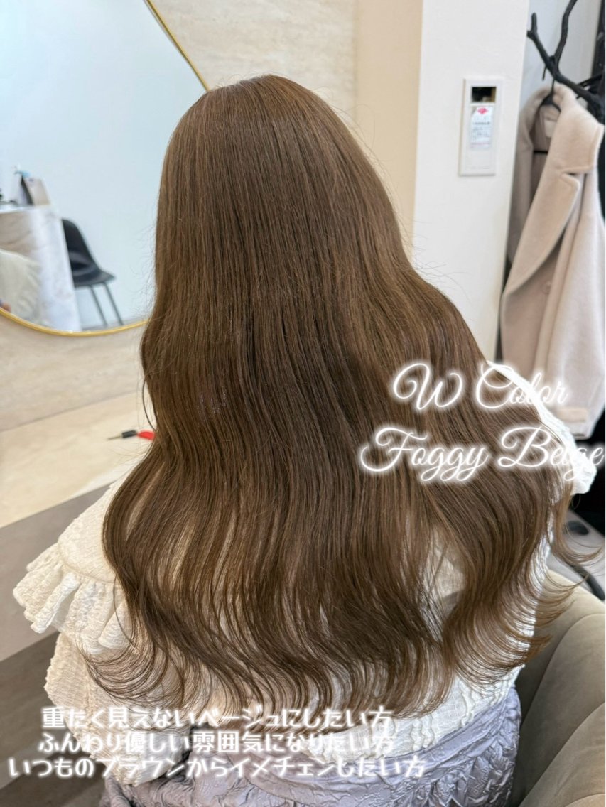 セミロング カラー ベージュカラー ブリーチ ダブルカラー フォギーベージュ ヘアカラー トリートメント 🍑ももか🍑透明感 カラー/赤羽🎀のヘアスタイル