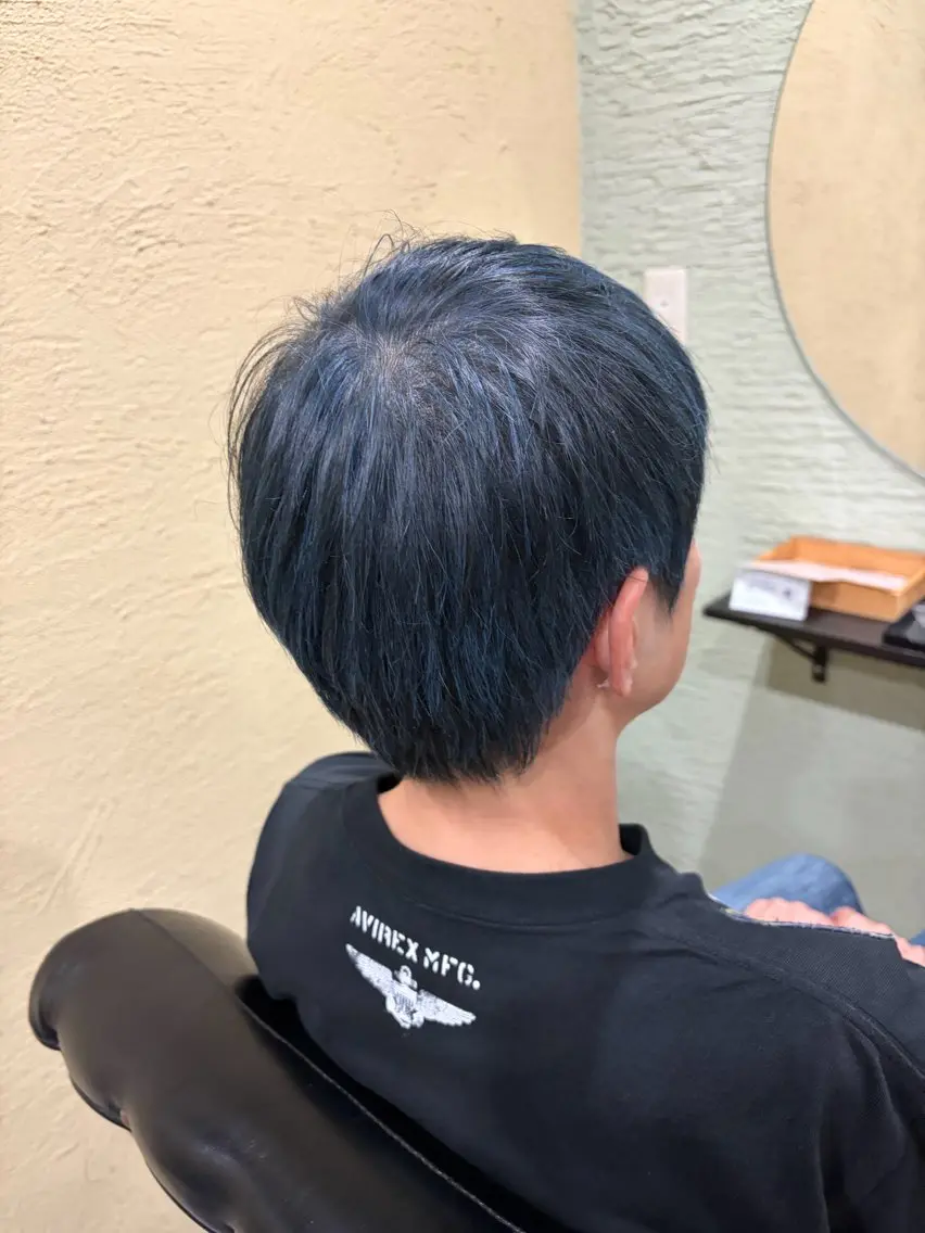 ショート カラー 黒髪 ブルーカラー 透明感カラー ネイビーカラー ショートヘア 紬〜tumugi〜 /中村区⭐️水野のヘアスタイル
