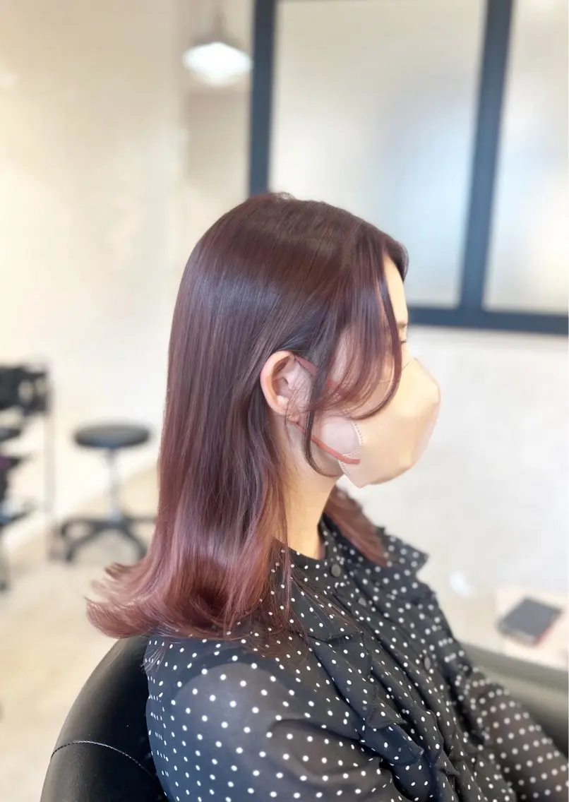 ミディアム カラー カット ヘアカラー トリートメント emi/髪質改善/ 韓国風/艶カラーのヘアスタイル
