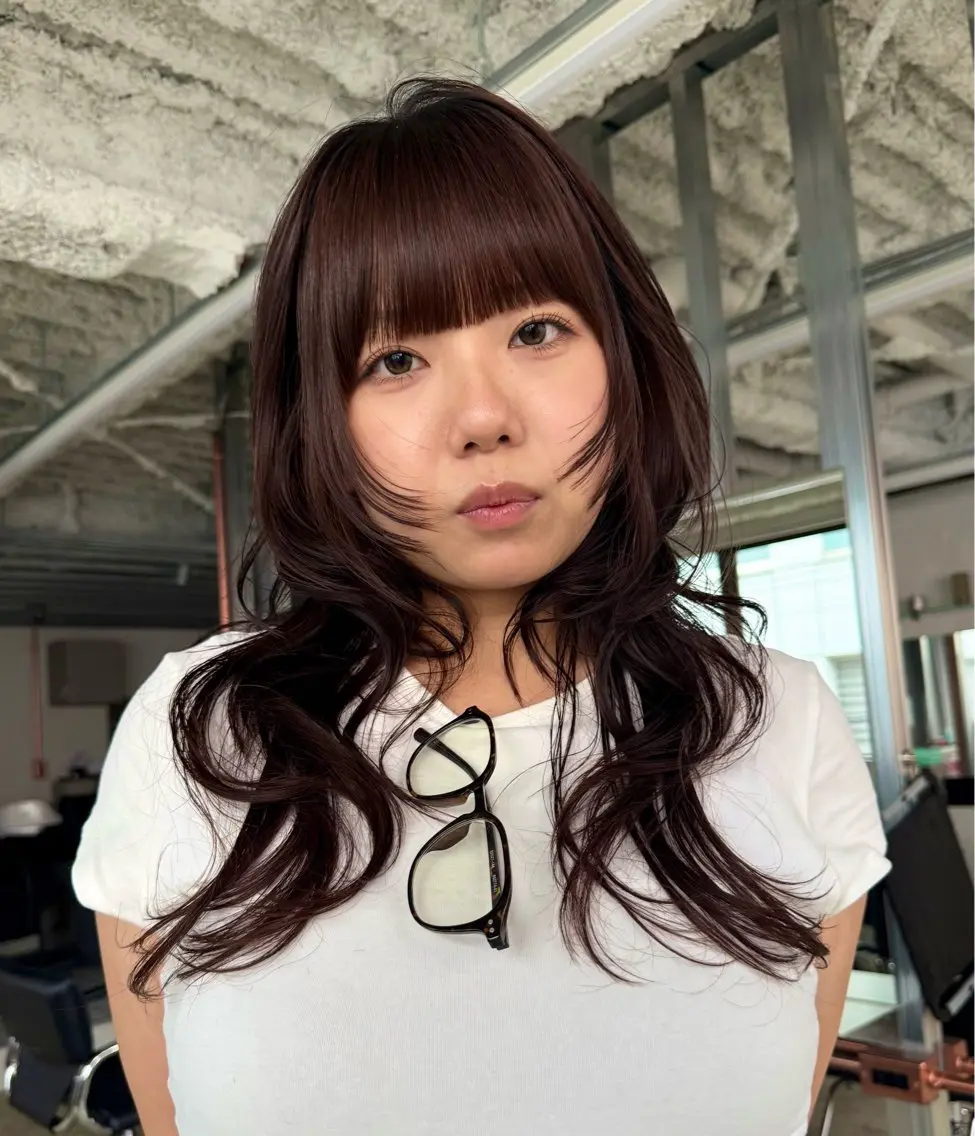 ロング カット ヘアカラー トリートメント オリーブベージュ/ レイヤー/yuzu♡のヘアスタイル