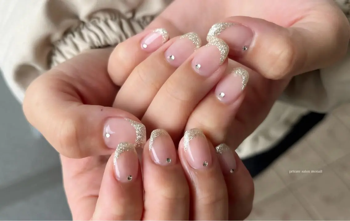 ネイル フレンチネイル ラメ(グリッター) nail salon monailのネイルデザイン
