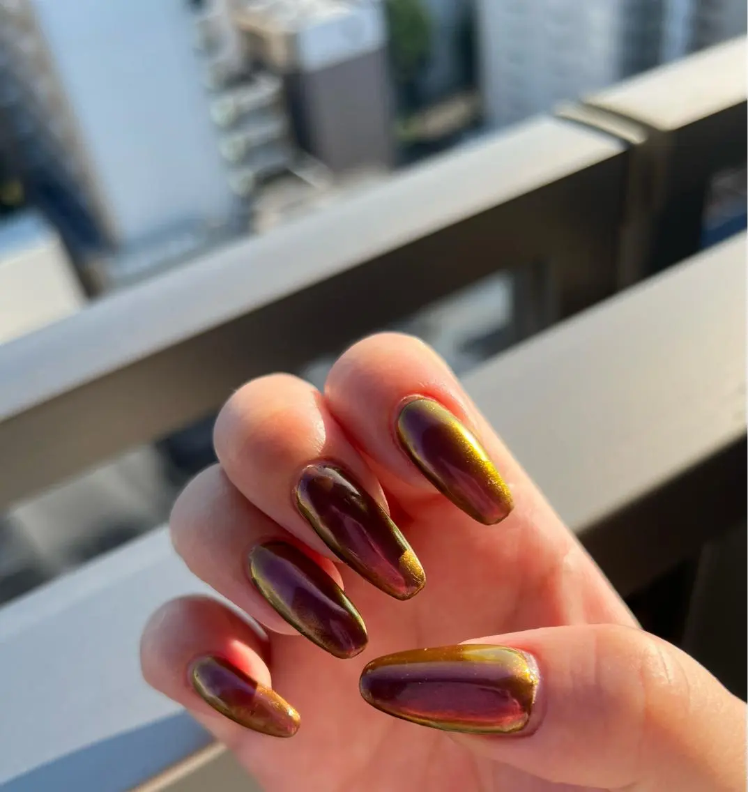 ネイル ブラウン ミラーネイル Nail salon SEICAのネイルデザイン