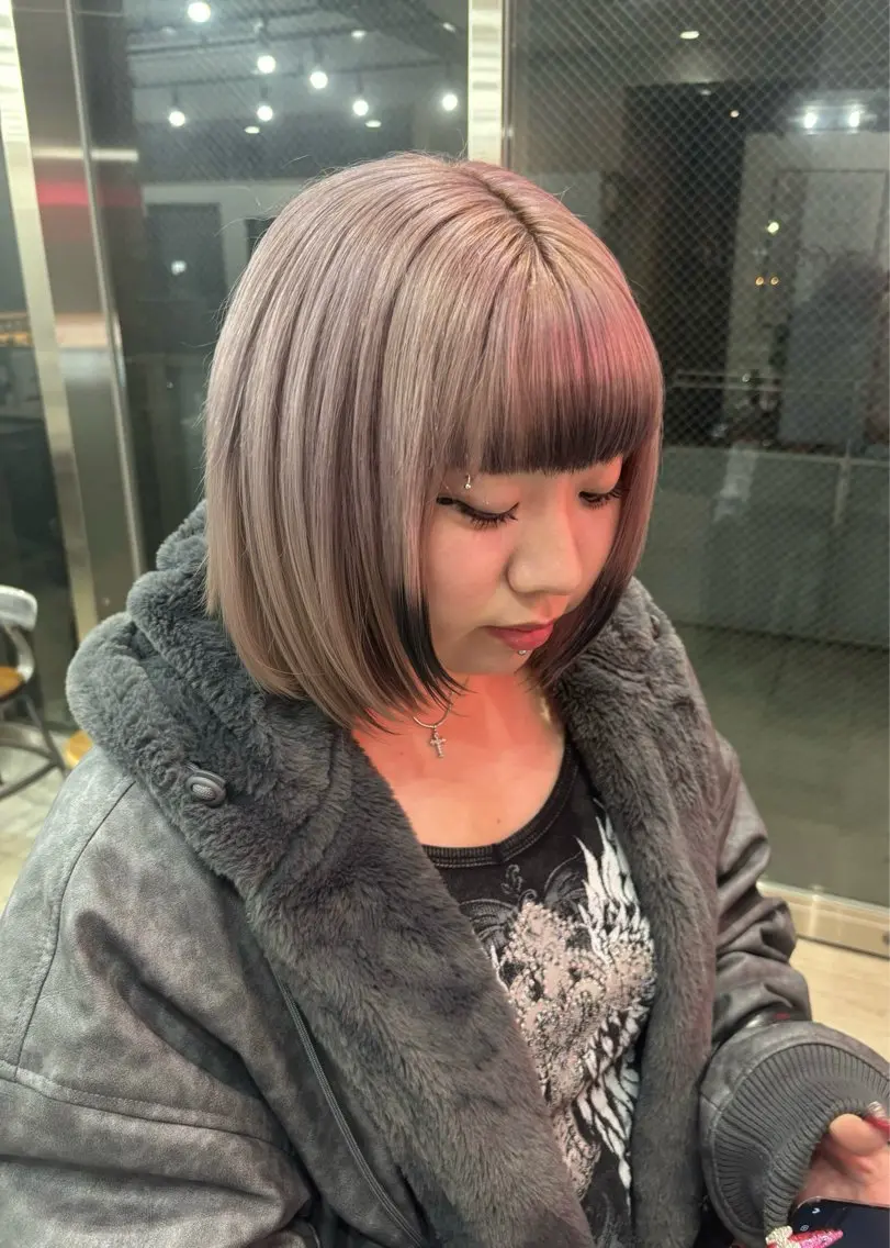 ミディアム ヘアカラー 🛼ヘアメイクボブ 🍭yui :)のヘアスタイル