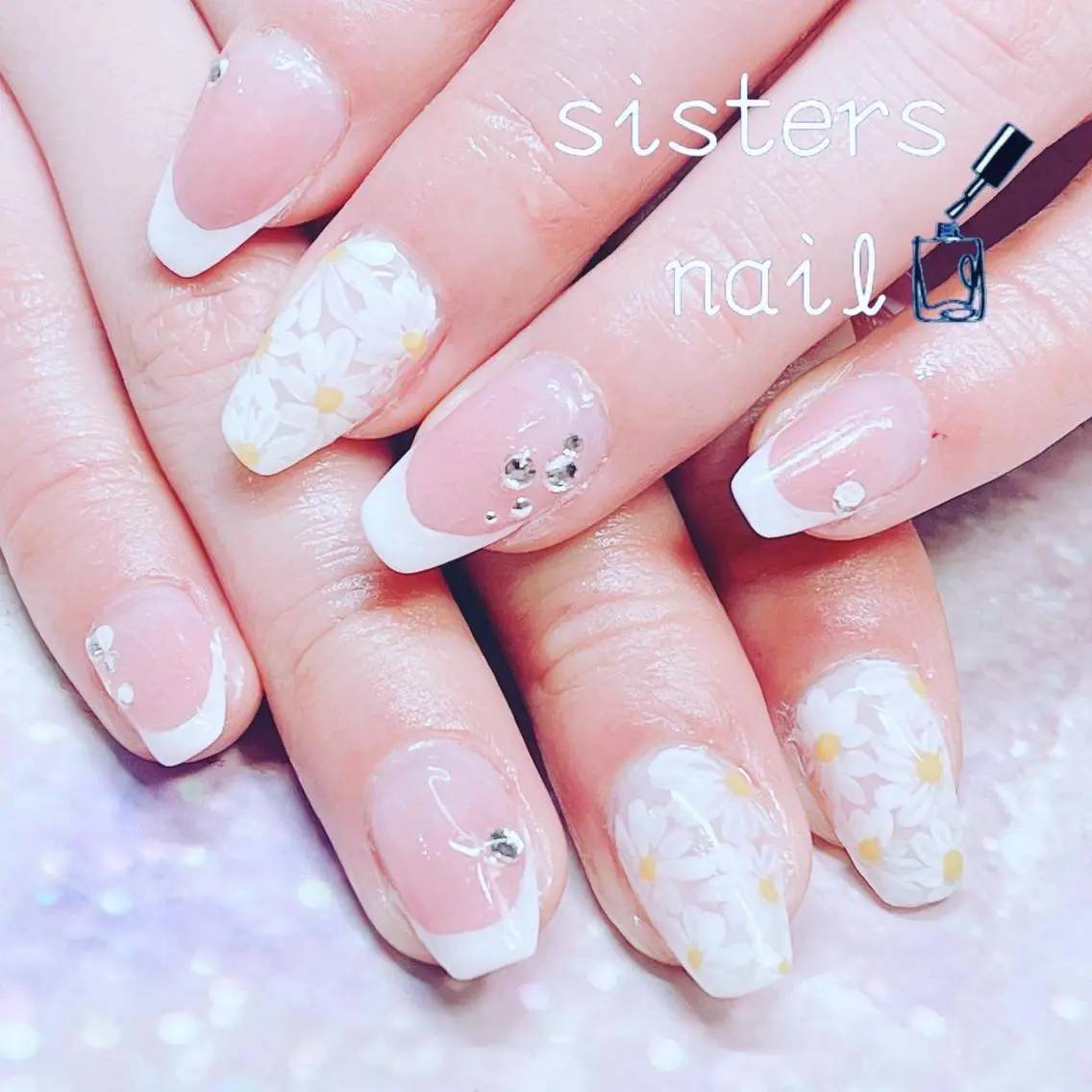 ネイル アートネイル フラワーネイル フレンチネイル 春ネイル ハンドネイル ハンドケア sisters nail.fのネイルデザイン