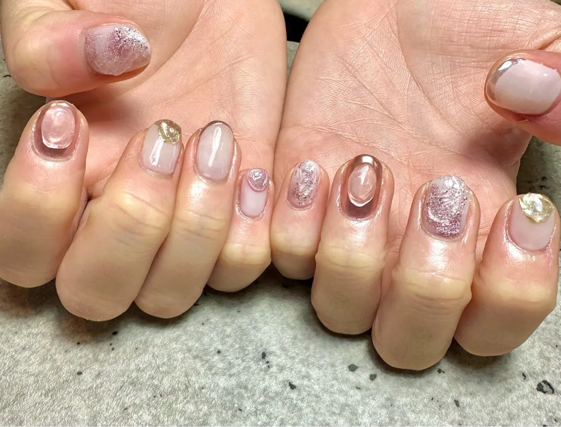 ネイル ニュアンスネイル ピンク ハンドネイル GéRanium Harukaのネイルデザイン