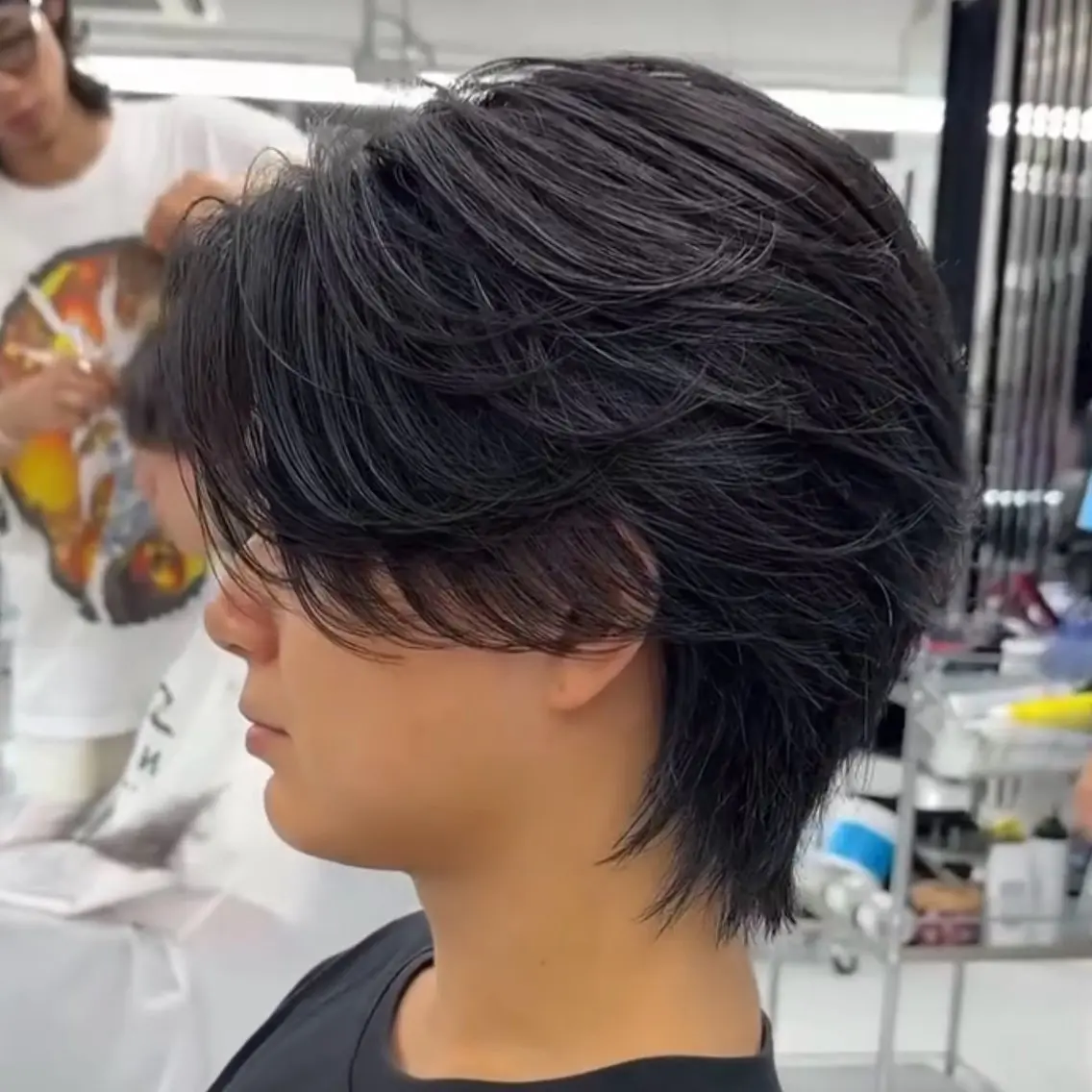 ミディアム パーマ メンズ センターパート ♥️モテ髪美容師♠️ REIのヘアスタイル
