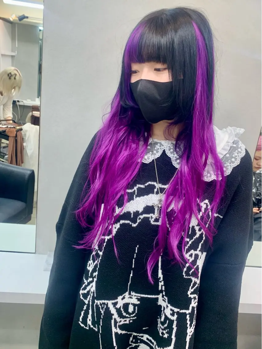 セミロング カラー ヘアアレンジ ヘアカラー エクステ 個性爆弾💣 ダブルカラー/ゆかのヘアスタイル