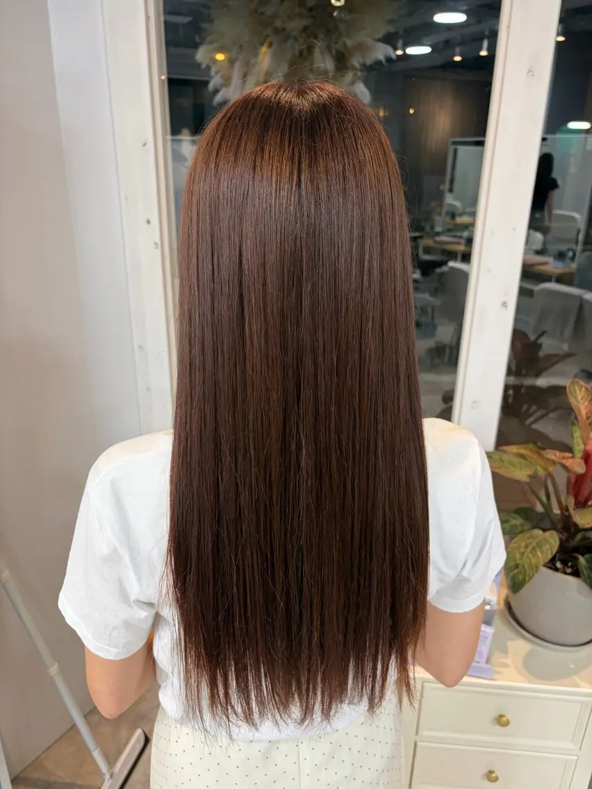 ロング 縮毛矯正 秋山夏三/縮毛矯正 /赤み消しカラー☘️のヘアスタイル