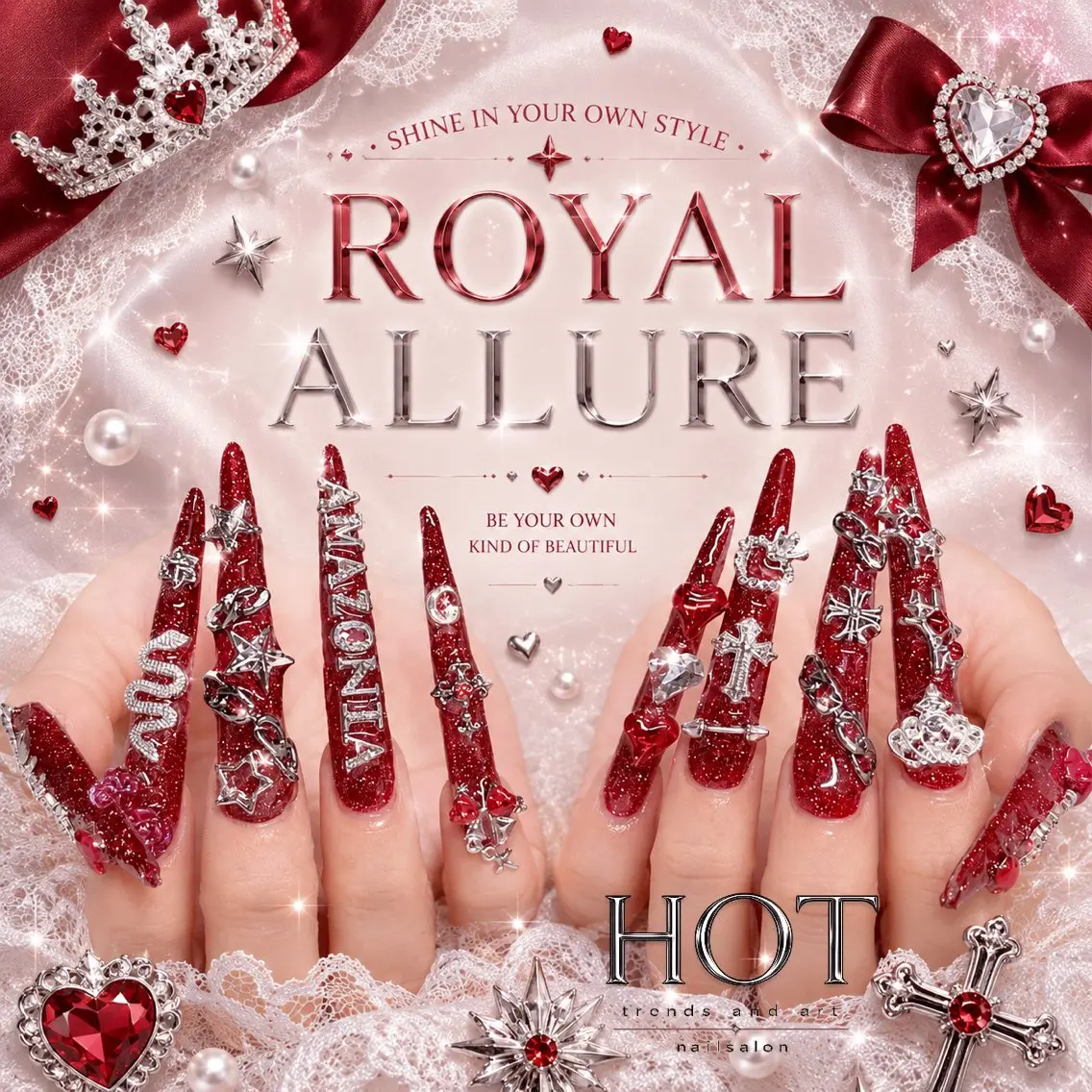 ネイル アートネイル オーロラネイル クリアネイル 長さ出し フレンチネイル ハンドネイル HOT Nail Salonのネイルデザイン