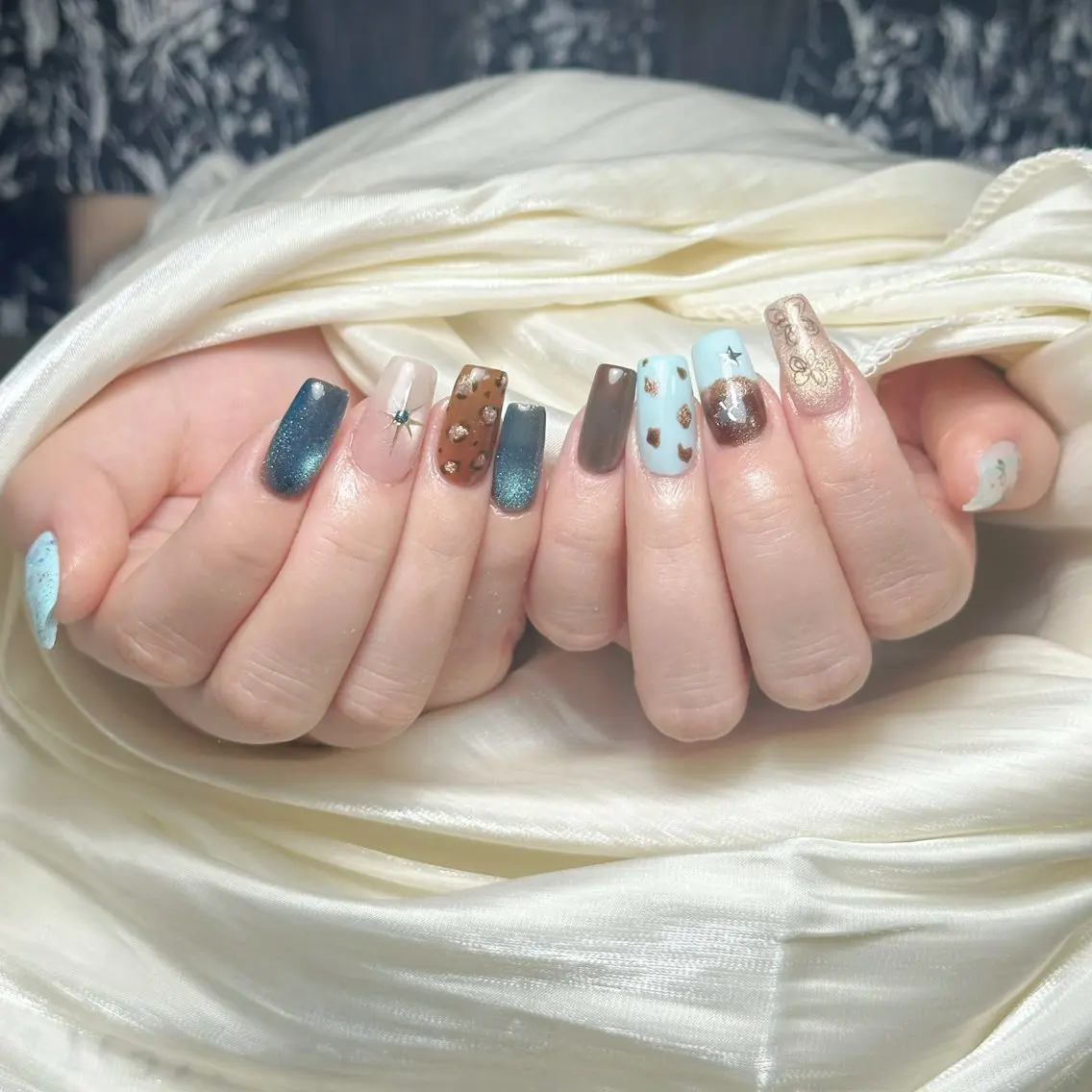 ネイル オーロラネイル 長さ出し フレンチネイル ジェルネイル ガーリー ハンドネイル seiko nail Nanami(渋谷)のネイルデザイン