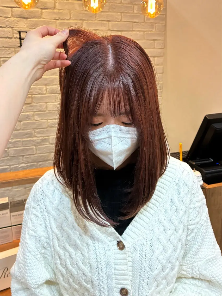 ミディアム ヘアカラー トリートメント 柴田真衣 /ナチュラル/半個室のヘアスタイル