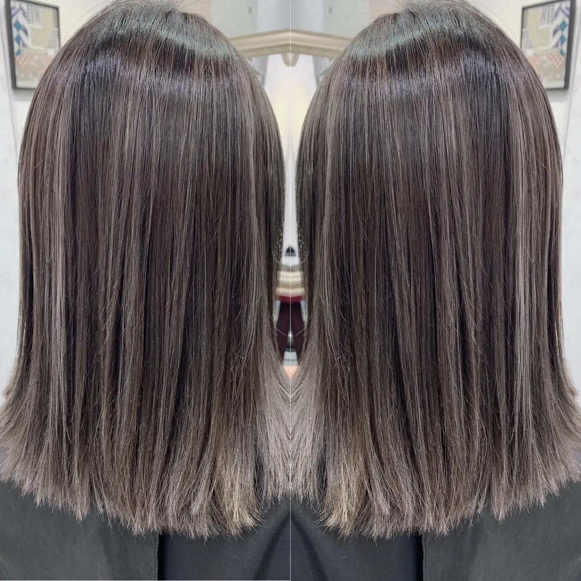 ミディアム ヘアアレンジ ハイライト ヘアカラー トリートメント 縮毛矯正 髪質改善寺坂雄飛💐のヘアスタイル