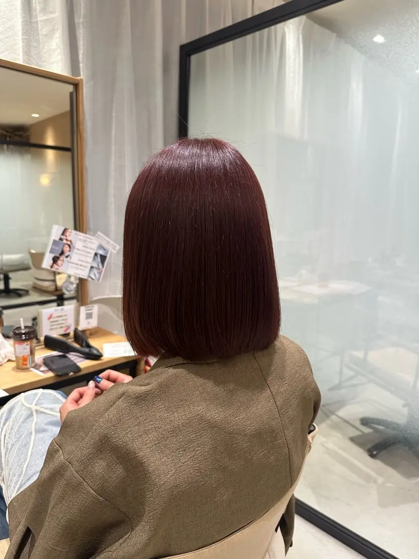 カラー ブラウンカラー ピンクカラー 髪質改善 中野 はるるのヘアスタイル