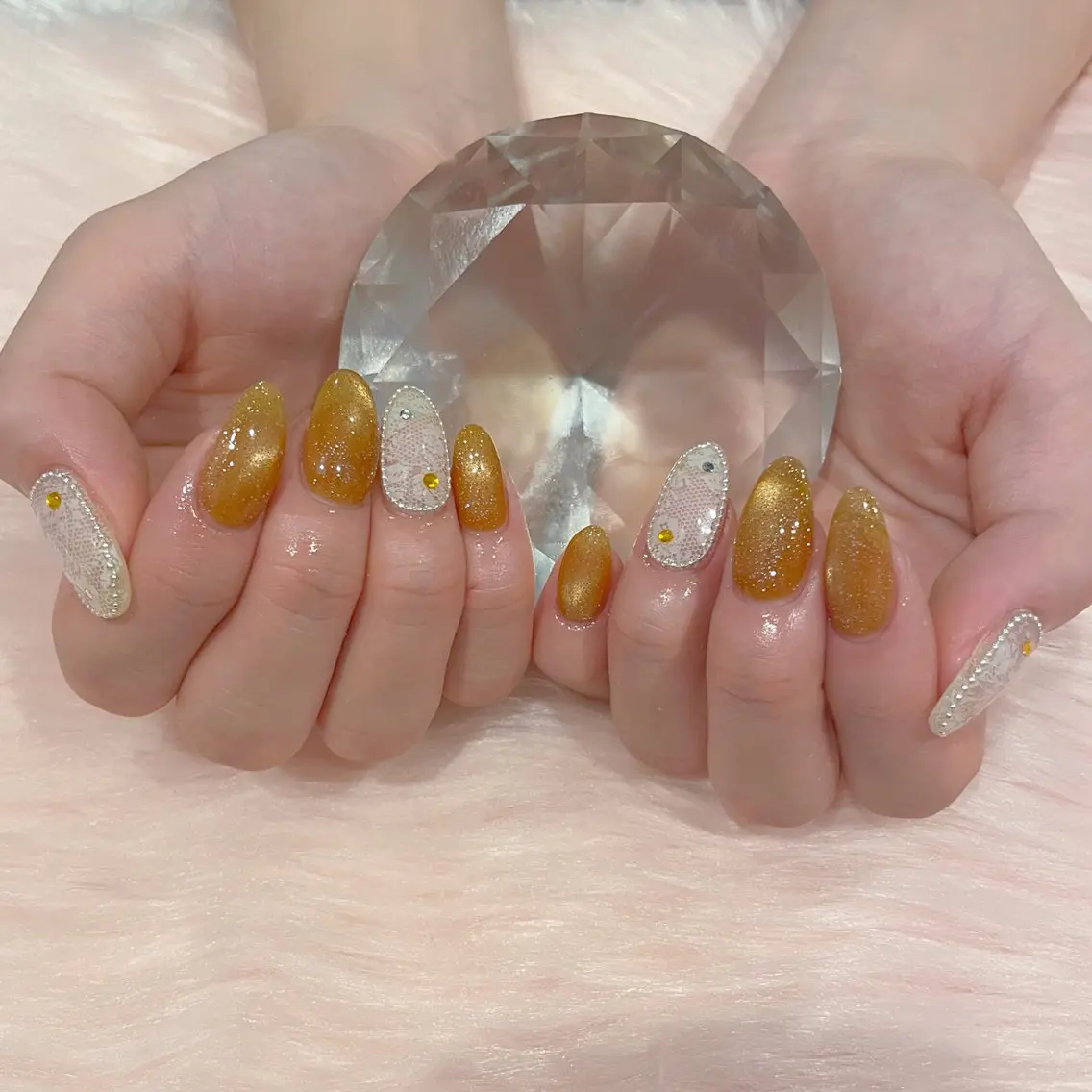 ネイル フラッシュネイル レース マグネットネイル ハンドネイル リスブラン 🎀MIKAのネイルデザイン