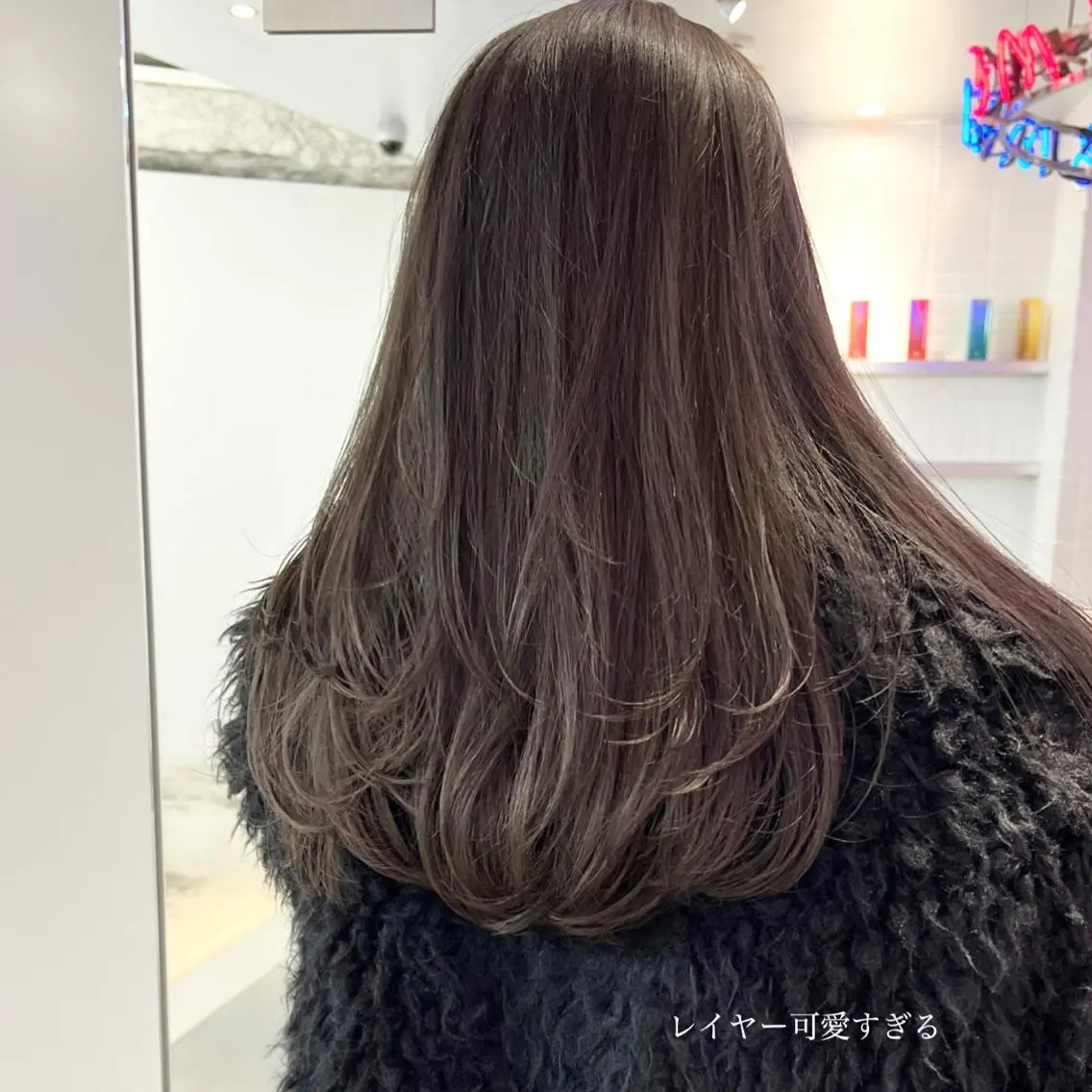 ミディアム カラー ヘアアレンジ オリーブカラー レイヤーカット 天神レイヤーカット No.1💖マユカのヘアスタイル