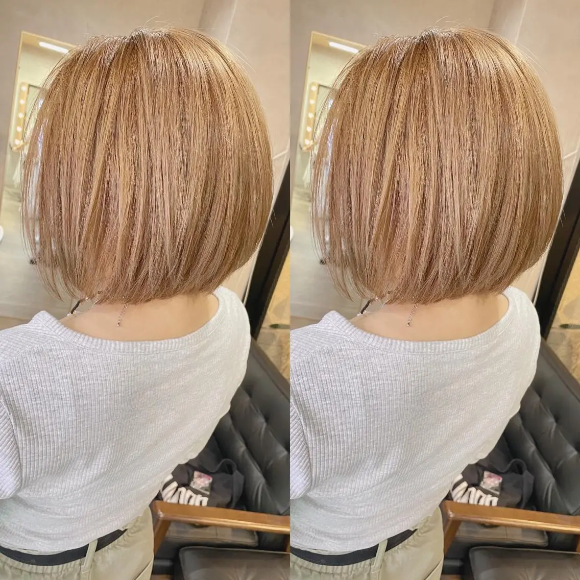 ショート カラー 前下がりボブ ベージュカラー ダブルカラー ハイトーンカラー ボブ カット ヘアカラー トリートメント RIENSリエンス ✂️木村康二✂️のヘアスタイル