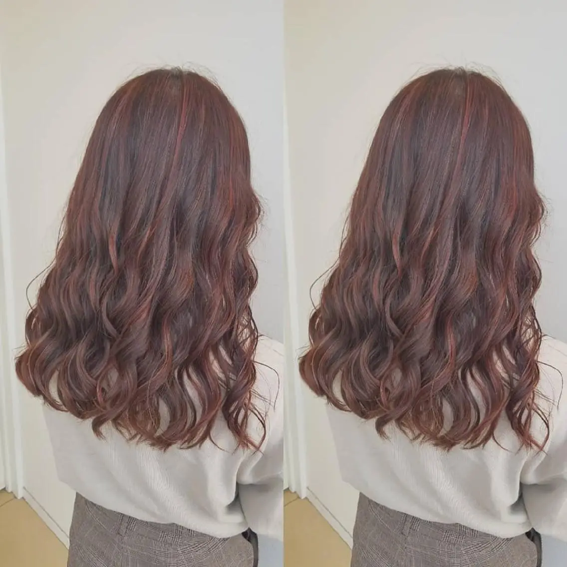ロング カラー ハイライトカラー ローズカラー ルビー ハイライト ブリーチ・ハイトーン 特化🎉内山のヘアスタイル