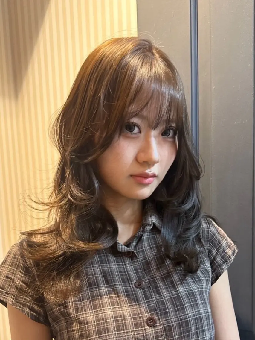 セミロング カラー ブラウンカラー ヘアカラー 竹保 凜空のヘアスタイル