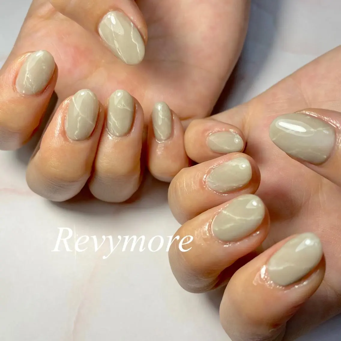 ショート ネイル アートネイル ジェルネイル 大理石ネイル(マーブル) シンプルネイル nail salon Revymoreのネイルデザイン