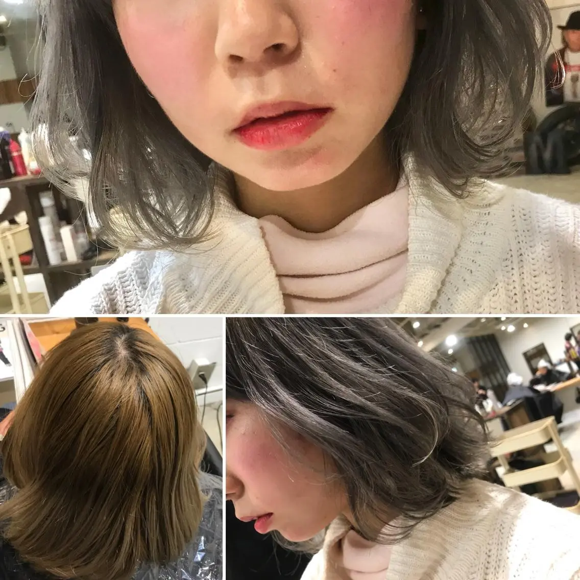 ショート カラー ブリーチ グレージュ 竹嶌 健吾のヘアスタイル