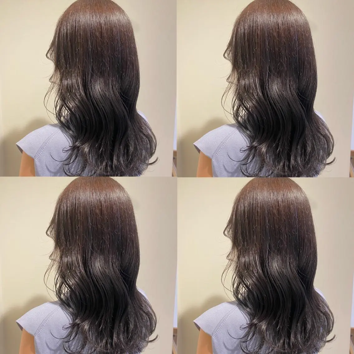 セミロング カラー 金島 青のヘアスタイル